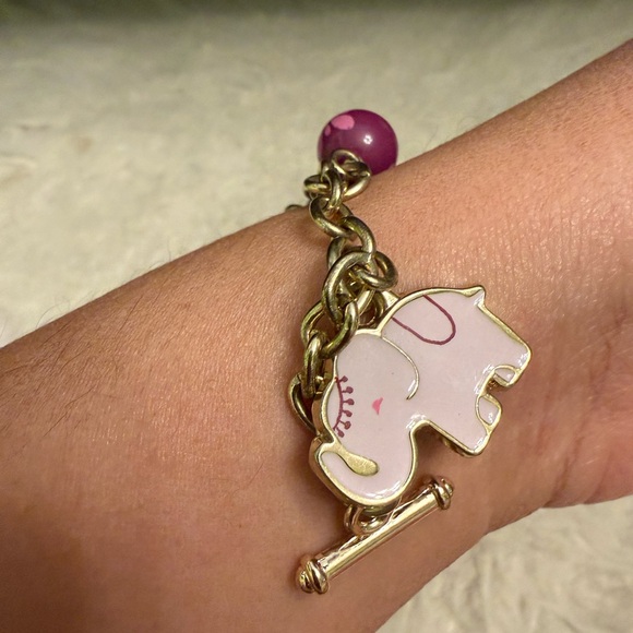Gold Charm Bracelet with Butterfly & elephant Charms and gold hoop earrings - Picture 4 of 7